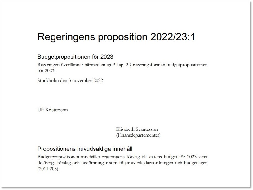 Regeringens proposition 2022